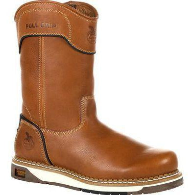 Georgia Men's Amped Lightweight Wedge Pull-On Soft Toe Work Boot - Brown - GB00349 7 / Medium / Brown - Overlook Boots