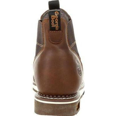 Georgia Men's Wedge Chelsea Soft Toe Waterproof Wedge Work Boot - Brown - GB00352 - Overlook Boots