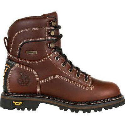 Georgia Women's Amped Lightweight Logger Alloy Toe Waterproof Work Boot - Brown - GB00428 - Overlook Boots