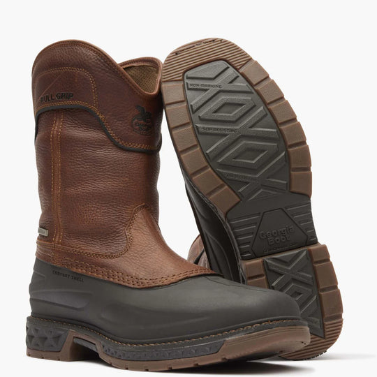 Georgia Men's Carbo-Tec LTR 11" Steel Toe Waterproof Pull-On Work Boot - Brown - GB00471 - Overlook Boots