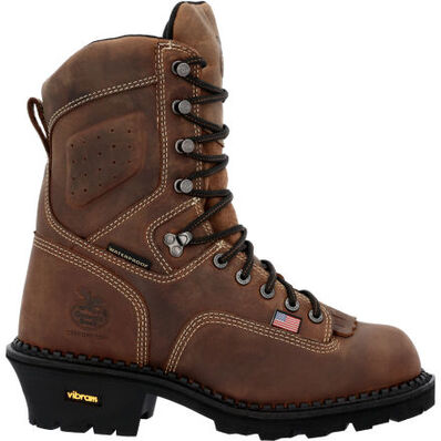 Georgia Men's Usa Logger 9" Waterproof Composite Toe Work Boot - Crazy Horse - GB00540 8 / Medium / Brown - Overlook Boots