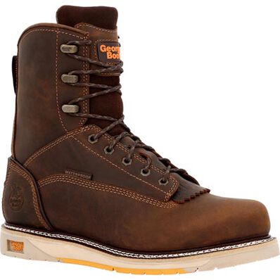 Georgia Men's Amp Lt Wedge 8" Soft Toe Waterproof Work Boot -Brown- GB00593 - Overlook Boots