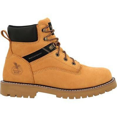 Georgia Men's Core 37 6" Steel Toe Waterproof Lace-Up Work Boot Wheat- GB00673 - Overlook Boots