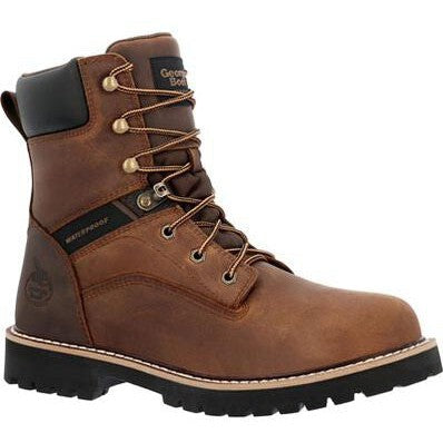 Georgia Men's Core 37 8" Steel Toe Waterproof Lace-Up Work Boot- Brown- GB00674 7 / Medium / Brown - Overlook Boots