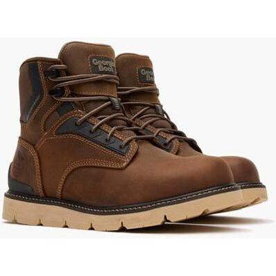 Georgia Men's Carbon Flex 6" Soft Toe Waterproof Wedge Work Boot - Brown - GB00712 - Overlook Boots