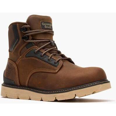Georgia Men's Carbon Flex 6" Carbon Toe Waterproof Wedge Work Boot - Brown - GB00713 7 / Medium / Brown - Overlook Boots