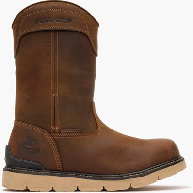 Georgia Men's Carbon Flex 11" Soft Toe Waterproof Pull On Wedge Work Boot - Brown - GB00715 - Overlook Boots