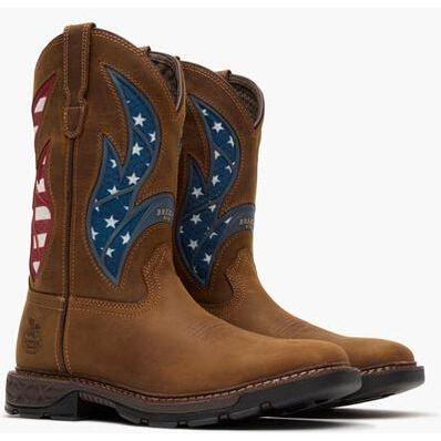 Georgia Men's Carbo Tec Flx 11" Square Toe Patriotic Western Work Boot - Brown - GB00721 - Overlook Boots