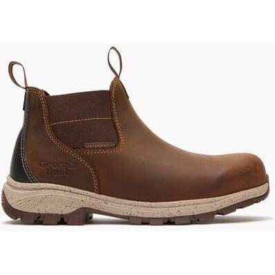 Georgia Women's Eagle Trail 5" Alloy Toe WP Chelsea Work Boot - Brown - GB00725 - Overlook Boots