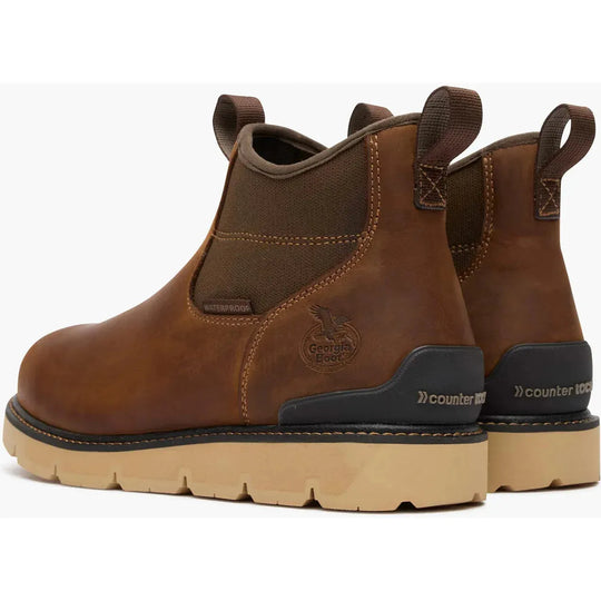 Georgia Men's Carbon Flex 6" Waterproof Wedge Chelsea Work Boot- Brown- GB00730 - Overlook Boots