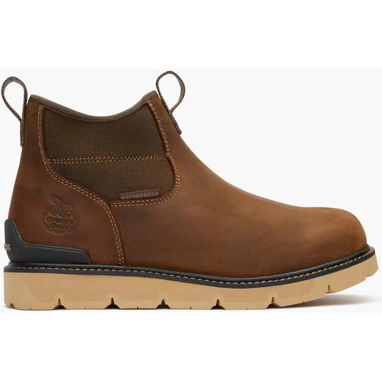 Georgia Men's Carbon Flex 6" Waterproof Wedge Chelsea Work Boot- Brown- GB00730 - Overlook Boots
