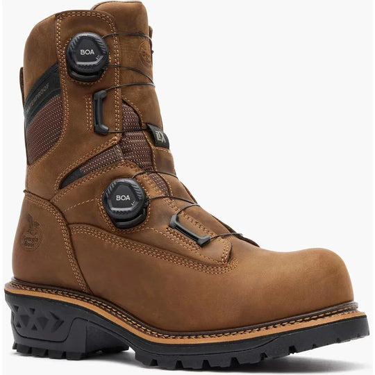 Georgia Men's LTX Logger 9" Comp Toe Waterproof BOA Work Boot- Brown- GB00732 8 / Medium / Brown - Overlook Boots