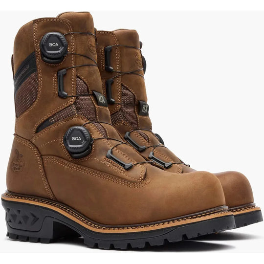 Georgia Men's LTX Logger 9" Comp Toe Waterproof BOA Work Boot- Brown- GB00732 - Overlook Boots