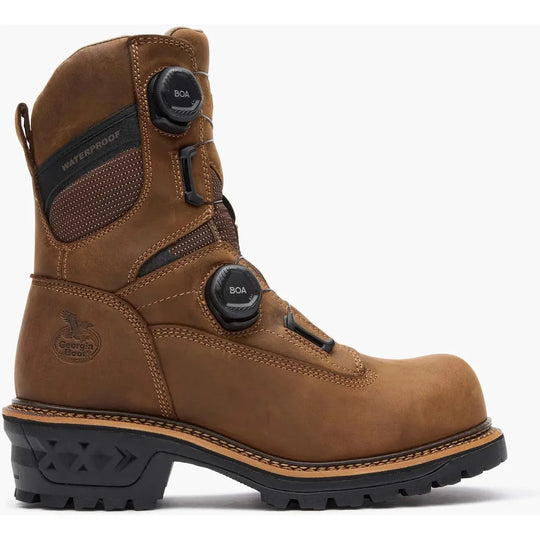 Georgia Men's LTX Logger 9" Comp Toe Waterproof BOA Work Boot- Brown- GB00732 - Overlook Boots