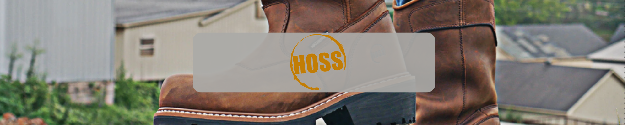 HOSS logo over brown leather pull-on work boots