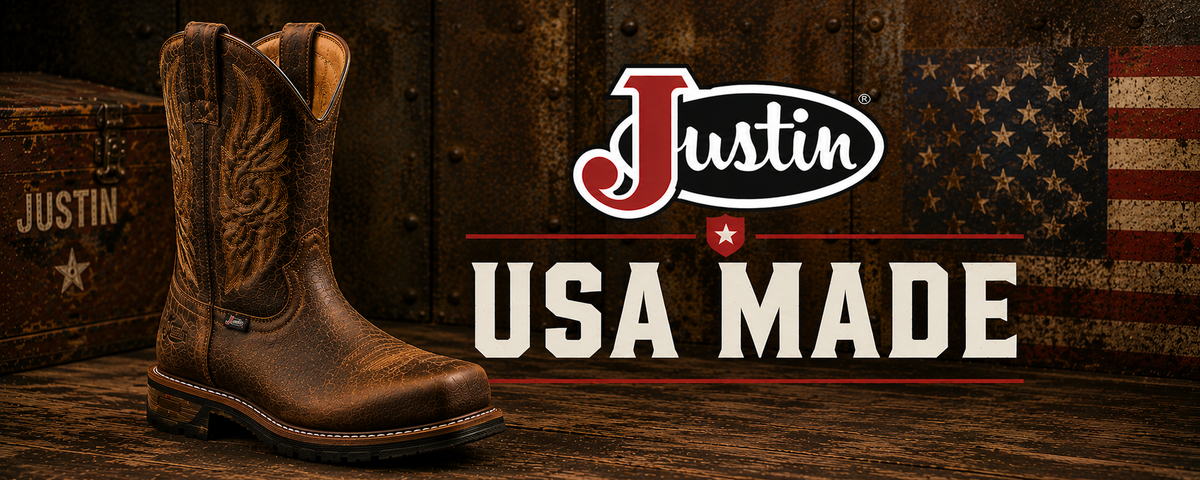 Justin USA-made leather western work boots.