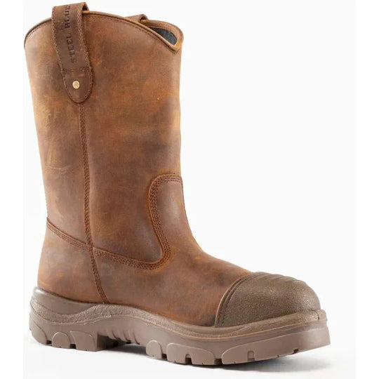 Steel Blue Men's Heeler Scuff 10" Steel Toe WP Work Boot- Brown- 812965 - Overlook Boots