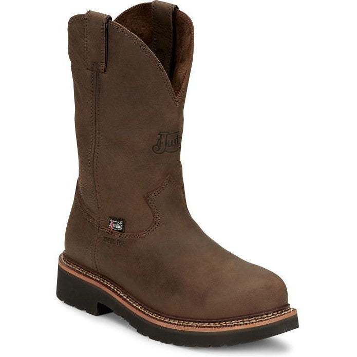 Justin Men's Carbide 11" Steel Toe Western Work Boot - Hickory Brown - OW4441 6 / Medium / Brown - Overlook Boots