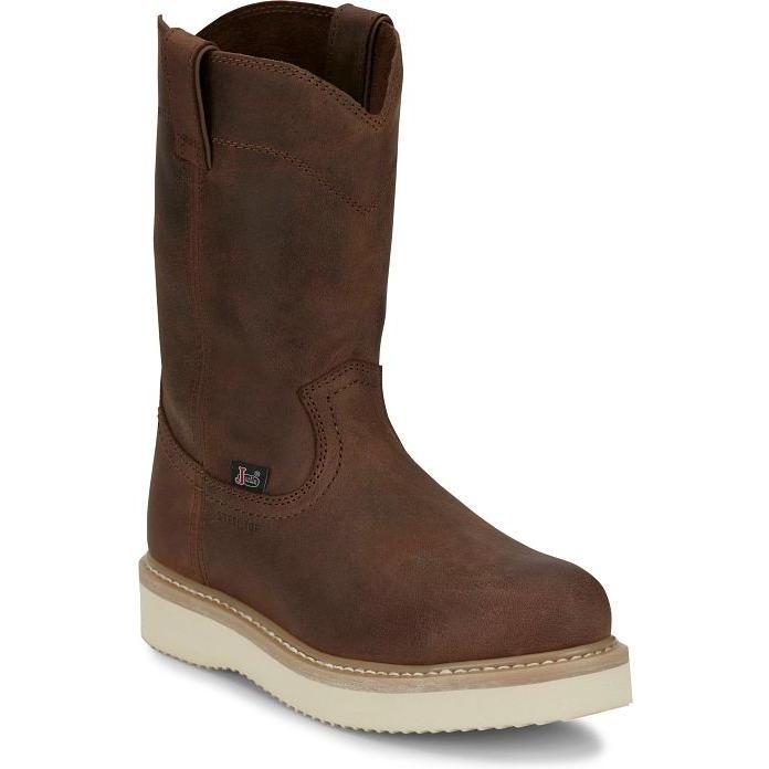 Justin Men's Ram 10" Steel Toe Slip Resist Lace Up Work Boot- Brown- OW4711 6 / Medium / Brown - Overlook Boots