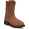 Justin Men's Round Up 10" Steel Toe Slip Resistant Pull On Work Boot - Aged Bark - OW4764 6 / Medium / Brown - Overlook Boots