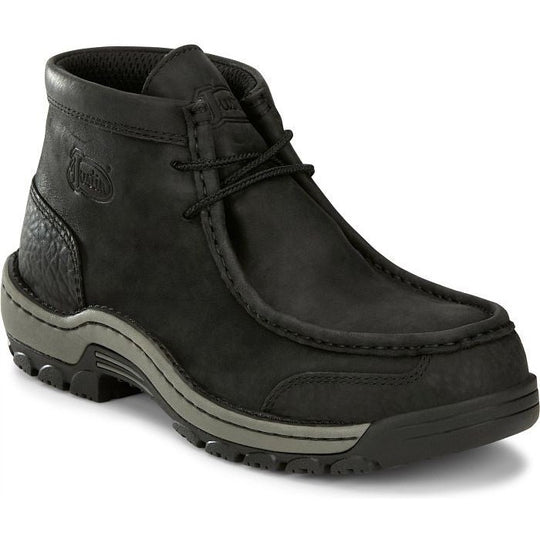 Justin Men's Crafton 4" Alloy Moc Toe Western Work Boot -Black- SE250  - Overlook Boots