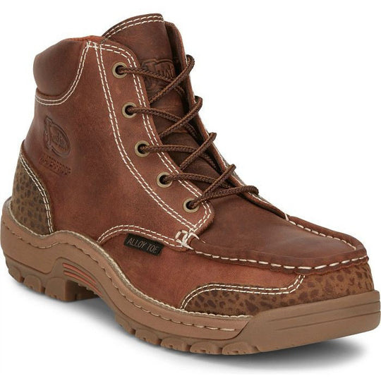 Justin Men's Corbett 5" Alloy Toe Waterproof Western Work Boot -Brown- SE253 - Overlook Boots