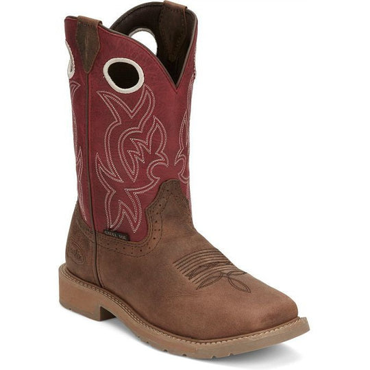 Justin Men's All Round 11" Steel Toe Slip Resistant Western Work Boot - Walnut Brown - SE3110 8 / Medium / Brown - Overlook Boots
