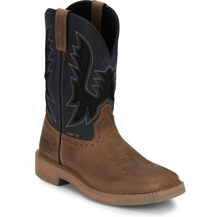 Justin Men's Bolt 11" Composite Toe Slip Resistant Western Work Boot - Peanut Tan - SE4115 8 / Medium / Brown - Overlook Boots