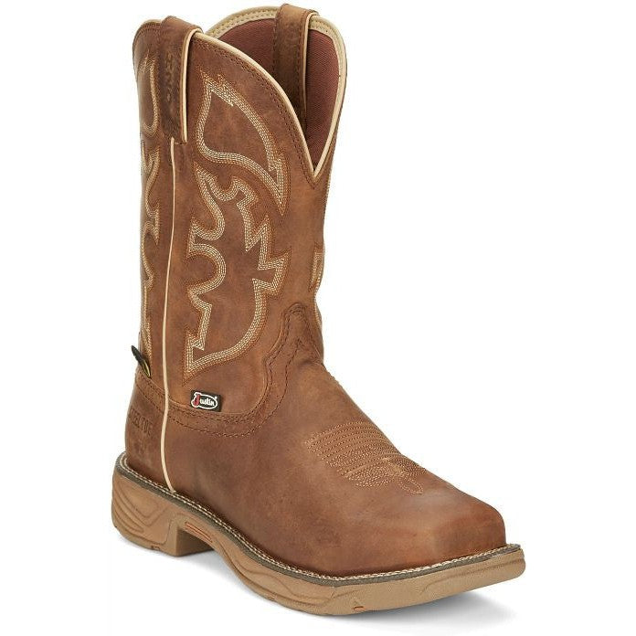 Justin Men's Rush 11" Steel Toe Waterproof Slip Resistant Work Boot - Tan - SE4340 - Overlook Boots