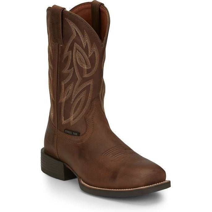 Justin Men's Canter Steel Toe Slip Resistant Western Work Boot - Dusky Brown - SE4510 7 / Medium / Brown - Overlook Boots