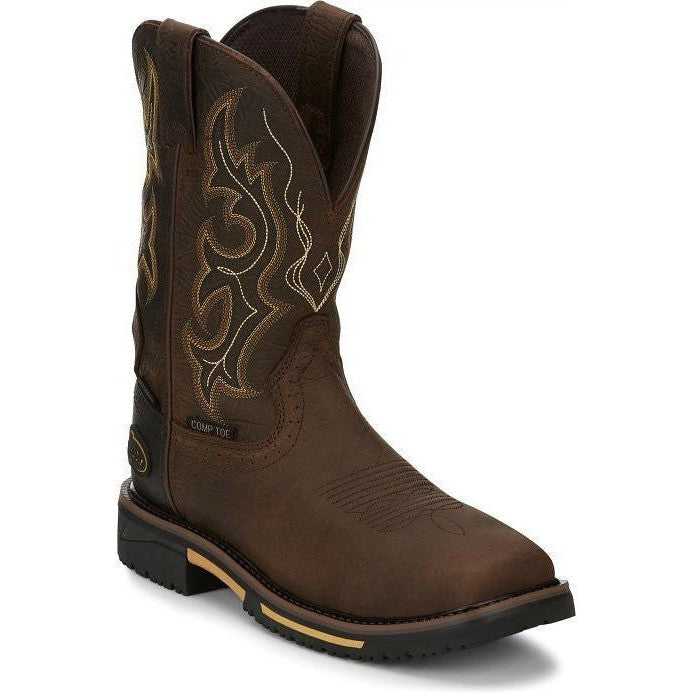 Justin Men's Joist 11" Composite Toe Waterproof Work Boot - Chocolate Brown - SE4625 - Overlook Boots
