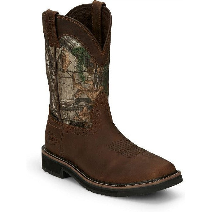 Justin Men's Trekker 11" Composite Toe Waterproof Slip Resistant Work Boot - Chocolate Brown - SE4677 - Overlook Boots
