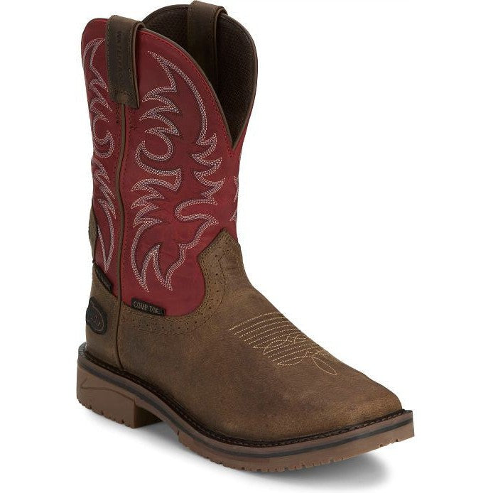 Justin Men's Thorn 11" Composite Toe Waterproof Metguard Western Work Boot - Peanut Tan - SE4753 7 / Medium / Brown - Overlook Boots
