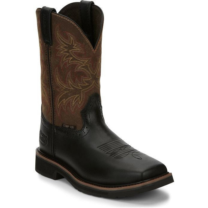Justin Men's Driller 11" Composite Toe Slip Resistant Work Boot - Black - SE4818 - Overlook Boots