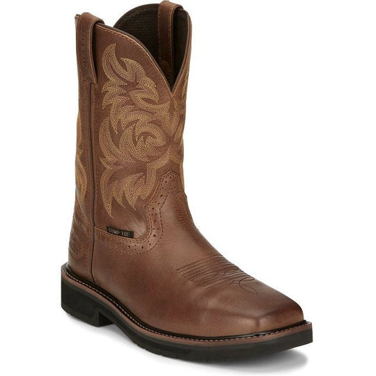Justin Men's Handler 11" Composite Toe Slip Resistant Work Boot - Brown - SE4824 - Overlook Boots