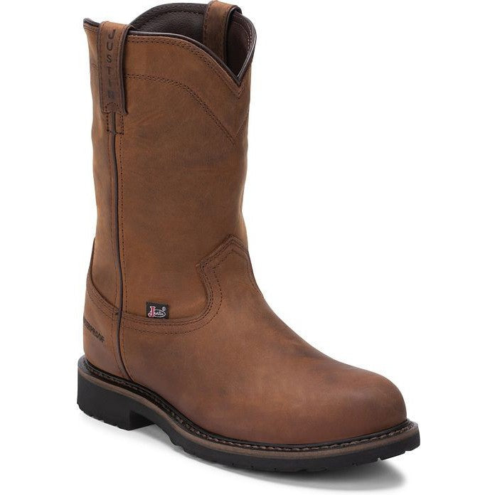 Justin Men's Drywall 10" Steel Toe Waterproof Slip Resistant Work Boot - Whiskey Brown - SE4961 - Overlook Boots