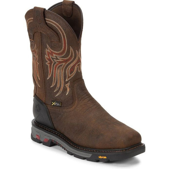 Justin Men's Driscoll 11" Steel Toe Waterproof Metguard Work Boot - Pecan Brown - WK2112 - Overlook Boots