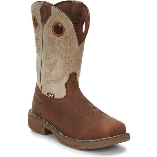 Justin Men's Rush 11" Composite Toe Waterproof Slip Resistant Work Boot - Rust Tan - WK4338 - Overlook Boots