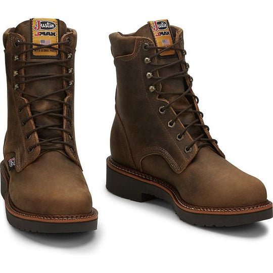 Justin Men's Blueprint 8" Lace Up Slip Resistant Work Boot - Tan Gaucho - 440 - Overlook Boots