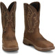 Justin Men's Nitread 11" Waterproof Slip Resistant Pull On Work Boot - Taupe Brown - CR3211 - Overlook Boots