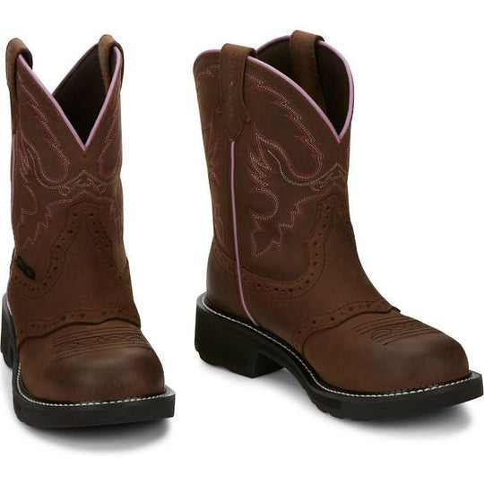 Justin Women's Wanette 8" Steel Toe Waterproof Slip Resistant Work Boot - Aged Bark Brown - GY9980 - Overlook Boots