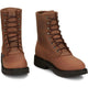Justin Men's Livestock 8" Waterproof Lace Up Slip Resistant Western Work Boot - Aged Bark Brown - OW604 - Overlook Boots