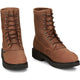 Justin Men's Livestock 8" Round Steel Toe Lace Up Slip Resistant Western Work Boot - Aged Brown - OW764 - Overlook Boots