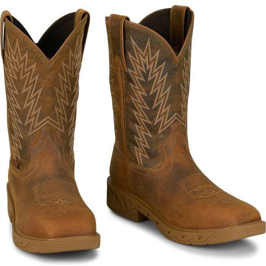 Justin Men's Blinder 11" Steel Toe Waterproof Western Work Boot - Brown - PD4069 - Overlook Boots
