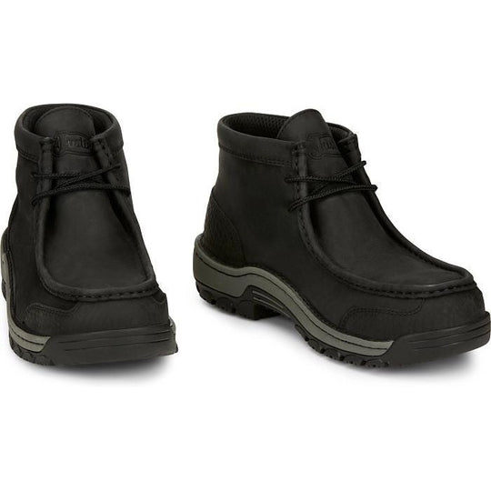Justin Men's Crafton 4" Alloy Moc Toe Western Work Boot -Black- SE250  - Overlook Boots