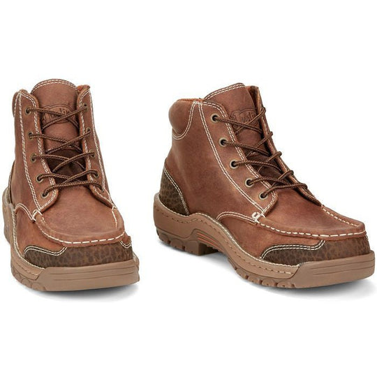 Justin Men's Corbett 5" Moc Toe Waterproof Slip Resistant Lace Up Work Boot - Barley Brown - SE252 - Overlook Boots