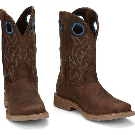 Justin Men's All Round 11" Waterproof Slip Resistant Western Work Boot - Brown - SE3114 - Overlook Boots