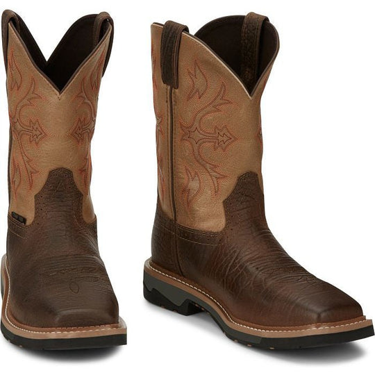 Justin Men's Bolt 11" Composite Toe Waterproof Slip Resistant Work Boot - Buff Brown - SE4103 - Overlook Boots
