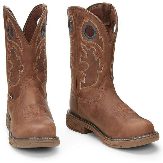 Justin Men's Rush 11" Nano Composite Toe Waterproof Slip Resistant Work Boot - Barley Brown - SE4334 - Overlook Boots