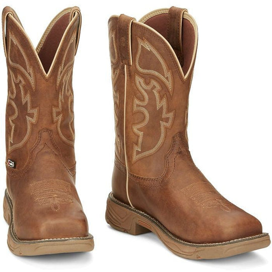 Justin Men's Rush 11" Steel Toe Waterproof Slip Resistant Work Boot - Tan - SE4340 - Overlook Boots